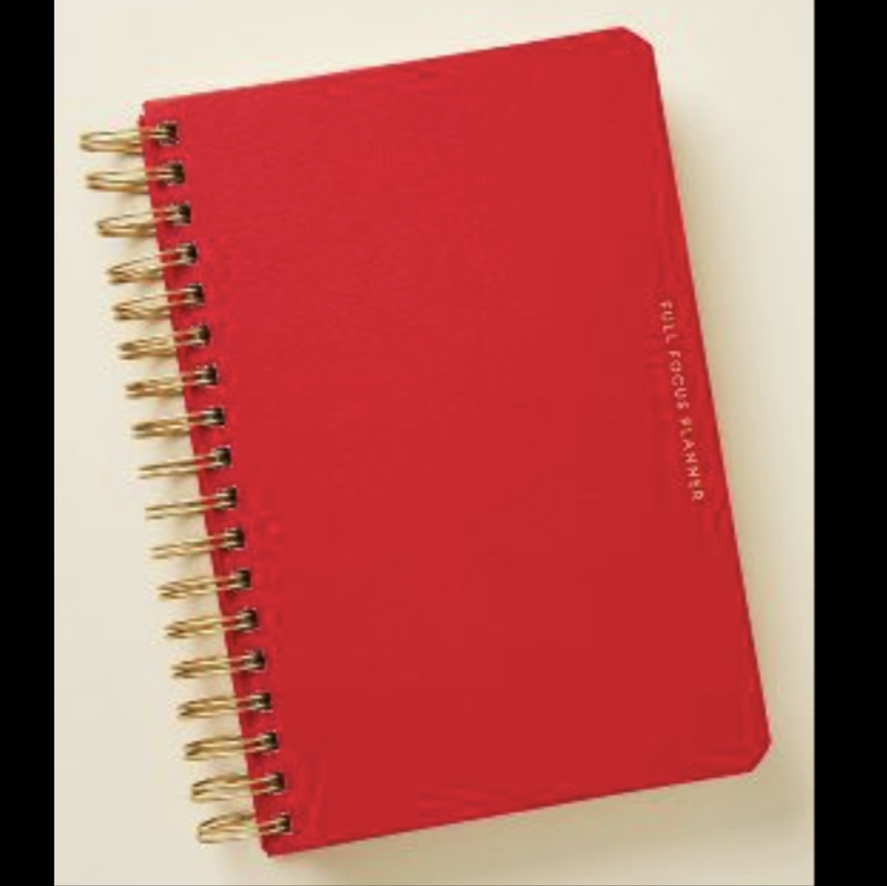 Full Focus Red Leather Coil Planner